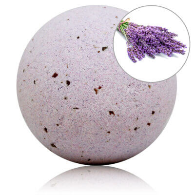 BOMBA DE BAÑO LAVANDA CON PETALOS DE ROSA 150gr.