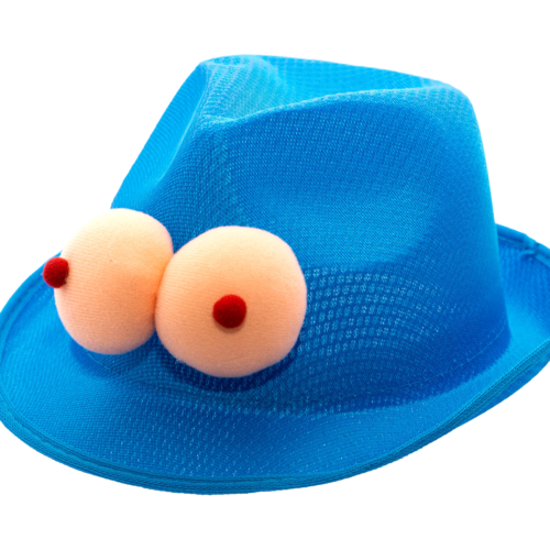 SOMBRERO AZUL CON TETAS