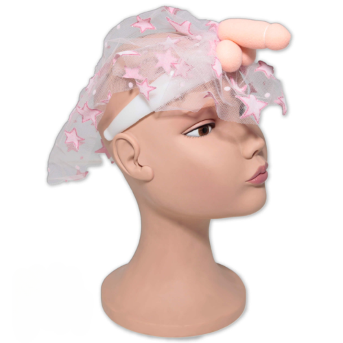 VELO NOVIA ESTRELLAS ROSAS CON PENE