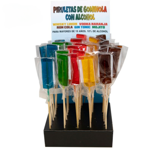 EXPOSITOR DE 50 PIRULETAS CON ALCOHOL