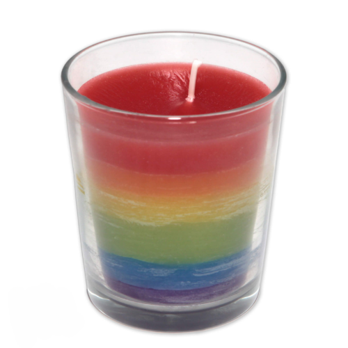 VASO VELA BANDERA ARCOIRIS