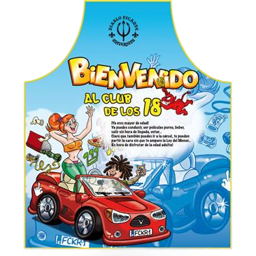 DELANTAL BIENVENIDO AL CLUB DE LOS 18 AÑOS