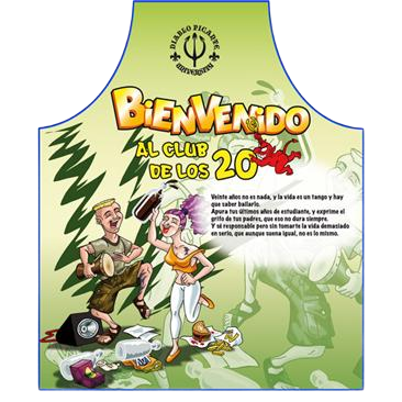 DELANTAL BIENVENIDO AL CLUB DE LOS 20 AÑOS