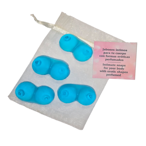 4 MINI JABONES TETAS AZUL (PACK 12)