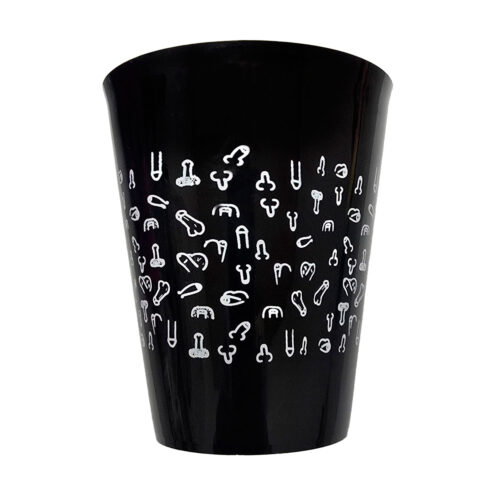 VASO NEGRO 500ML CON PENES BLANCOS